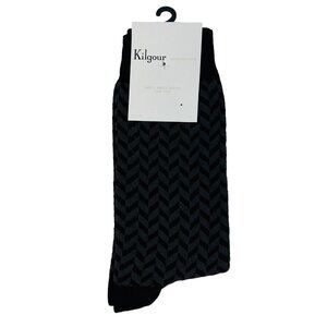 NWT Kilgour Black & Gray Cotton Nylon Mens Dress Socks